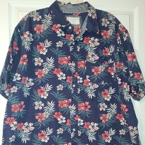 Free Planet Hawaiian Floral Mens Shirt Size XXL Red Blue 100% Cotton Soft